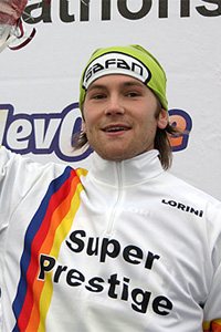 Roy Boeve (Habovo/Bwaste) in 2008 als winnaar van de eerste Super Prestigemarathon op FlevOnice.