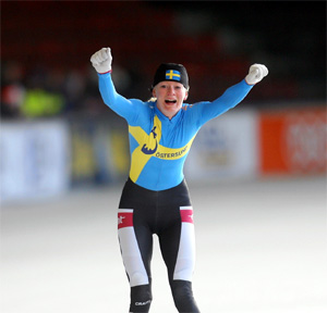Lieke Splinter (Östersund) kwam in Assen juichend als winnares over de meet.