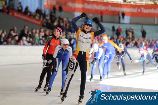 Rachelle van de Griek was de eerste kampioen van de dag. Zij won in de jongste categorie, de Pupillen B.